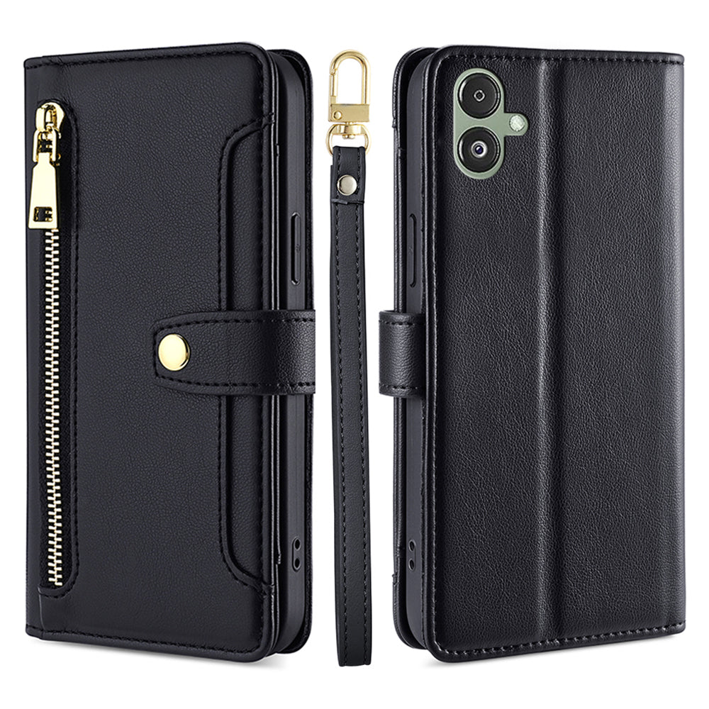 For Samsung Galaxy F14 5G Zipper Pocket Phone Case Anti-Drop PU Leather Wallet Phone Shell with 2 Straps For Samsung Galaxy F14 5G Zipper Pocket Phone Case Anti-Drop PU Leather Wallet Phone Shell with 2 Straps